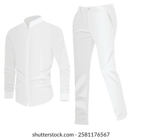 White long sleeve shirt and pants. vector illustration