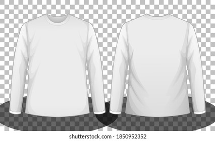 White long sleeve t-shirt front and back side illustration