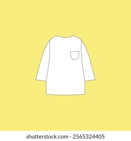 White long-sleeved T-shirt vector illustration on yellow background