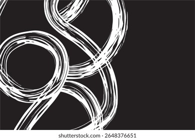 White looping ink design on dark background. Design illustration for decoration, wall decor, wallpaper, cover, banner.