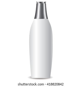 White Lotion Bottle with a silver cap full vector