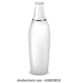 White Lotion Bottle with a silver ring full vector