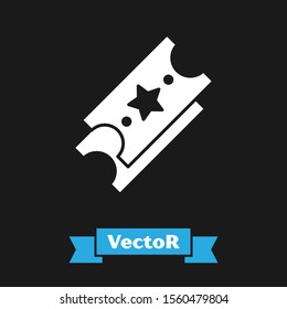 White Lottery ticket icon isolated on black background. Bingo, lotto, cash prizes. Financial success, prosperity, victory, winnings luck.  Vector Illustration