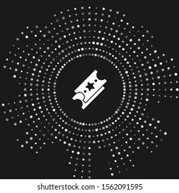 White Lottery ticket icon isolated on grey background. Bingo, lotto, cash prizes. Financial success, prosperity, victory, winnings luck. Abstract circle random dots. Vector Illustration