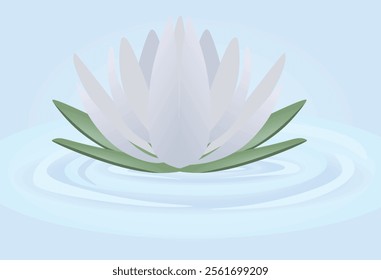 White lotus isolated. vector illustration