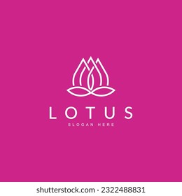 white lotus logo on pink background