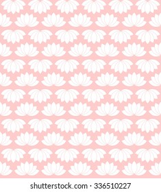 White lotus pattern vector, white lotuses on coral pink background