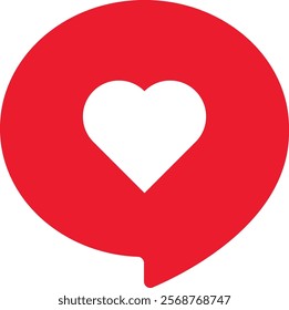 White Love with Red Circle Rounded Bubble Chat Center
