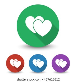 White Love Sign icon in different colors set