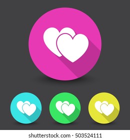 White Love Sign icon in different colors set