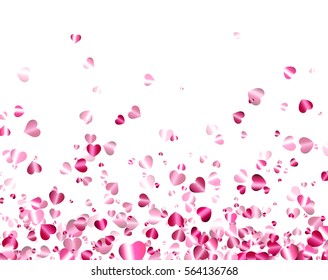 White love valentine's background with pink hearts. Vector illustration.