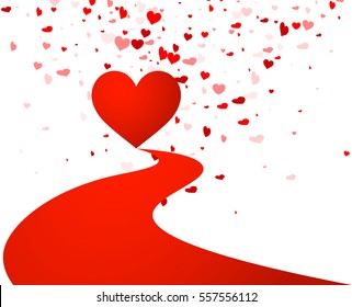 White love valentine's background with red hearts. Vector illustration.