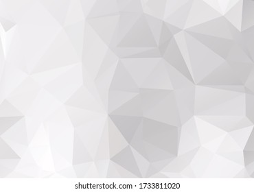 Fondo blanco bajo de poli, fondo de pared de polígono gris. Ilustración de vectores triangulares. Estructura de diamantes o hielo. Baldosas triangulares. Concepto de pureza tranquila. Cartel futurista, portada, ilustración vectorial.