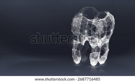 White low polygon glow tooth on dark background.