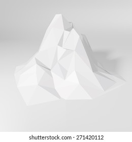 White low-poly geometric 3D mountain landscape. Vector illustration.