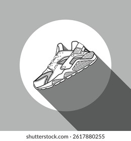 White Low-Top Sneaker Vector Design