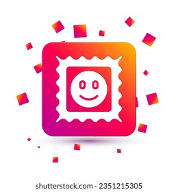 White LSD acid mark icon isolated on white background. Acid narcotic. Postmark. Postage stamp. Health danger. Square color button. Vector