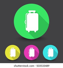 White Luggage icon in different colors set