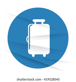 White Luggage icon label on wrinkled paper