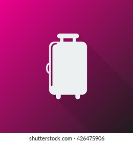White Luggage icon on pink background