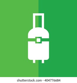 White luggage icon vector illustration. Green background