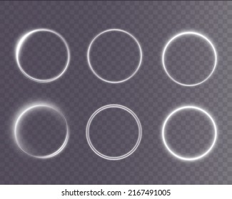 White luminous frame. Festive template for text. White border for festive texts. Set is a light frame of different shapes. PNG.