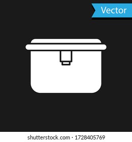 White Lunch box icon isolated on black background. Vector Illustration