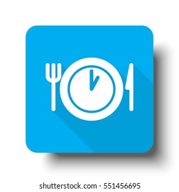 White Lunch Time icon on blue web button