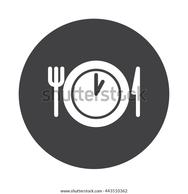 White Lunch Time Icon On Black Stock Vector (royalty Free) 443510362