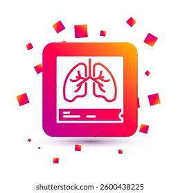 White Lungs x-ray diagnostics icon isolated on white background. Snapshot of the lungs. Square color button. Vector