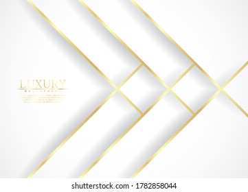 White luxury abstract background with golden lines and shadows. Premium vector illustration
