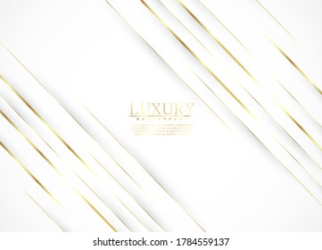 White luxury abstract background with golden lines and shadows. Premium vector illustration