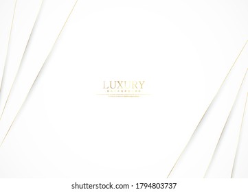 White luxury abstract background with golden lines and shadows. Premium vector illustration