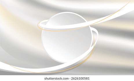 White luxury abstract background vector design. White ribbon and curve background.