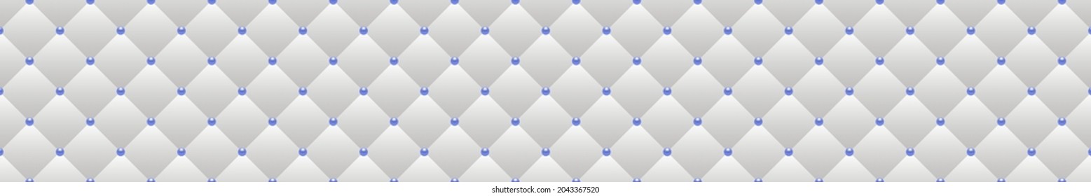 White luxury background with blue beads and rhombuses. Vector illustration. 