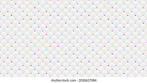 White luxury background with colorful beads and rhombuses. Vector illustration. 