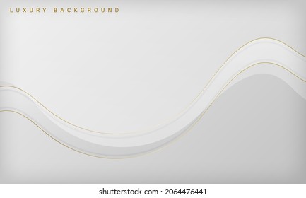 White luxury background with golden curve line elements.
