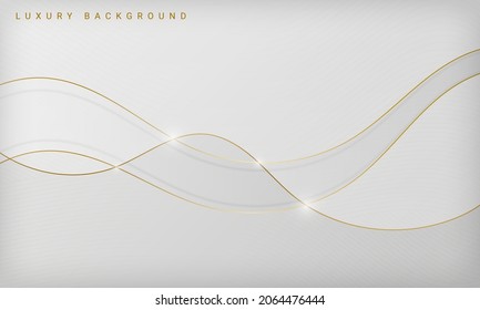 White luxury background with golden curve line elements.
