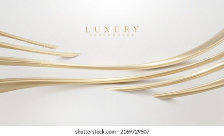 White luxury background and golden curve line element   glitter light effect decoration 