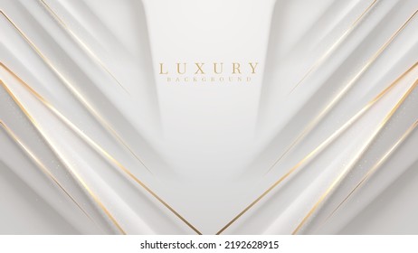 White Luxury Background With Golden Line Elements And Glitter Light Effects Decoration.