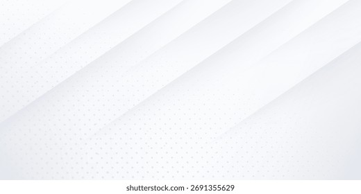 Fondo de lujo blanco con rayas diagonales de sombra gris. Luz elegante dinámico abstracto BG. Líneas de semitono geométricas de moda. Telón de fondo moderno de venta 3d mínimo universal. Plantilla triangular de negocios