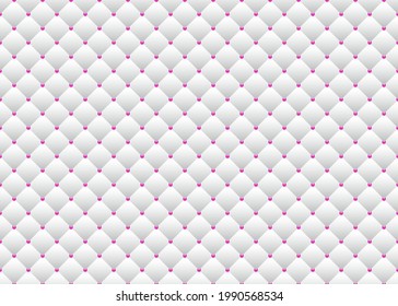 White luxury background with pink beads. Seamless vector illustration. 