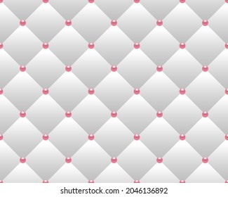 White luxury background with red beads. Seamless vector illustration. 