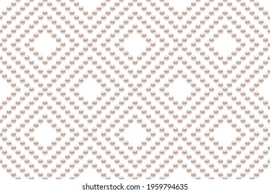 White luxury background with small pearls and rhombuses. Seamless vector illustration. 