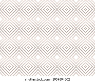 White luxury background with small pearls and rhombuses. Seamless vector illustration. 