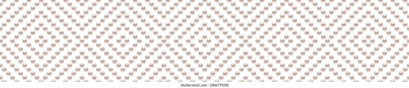 White luxury background with small pearls and rhombuses. Seamless vector illustration. 