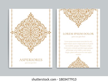 White luxury invitation card design. Vintage ornament template. Can be used for background and wallpaper. Elegant and classic vector elements great for decoration.