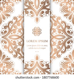 White luxury invitation card design. Vintage ornament template. Can be used for background and wallpaper. Elegant and classic vector elements great for decoration.