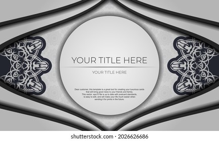 White luxury vector background with abstract ornaments and place for your design. Invitation card design with vintage ornament.