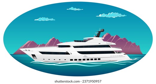 White luxury yacht in the open sea